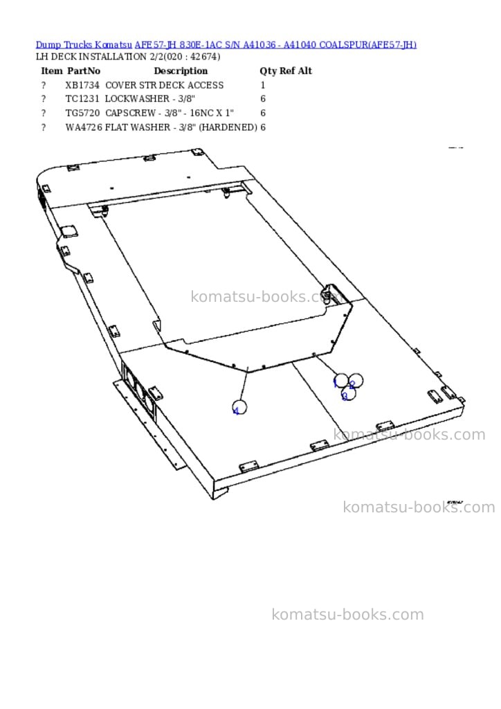 Komatsu afe57-jh 830e-1ac s/n a41036 - a41040 coalspur Parts catalog cover Page 10