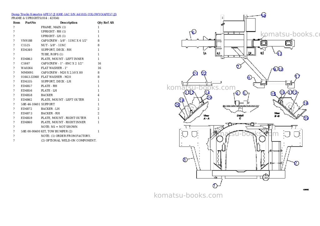 Komatsu afe57-jj 830e-1ac s/n a41035 colowyo Parts catalog cover Page 7
