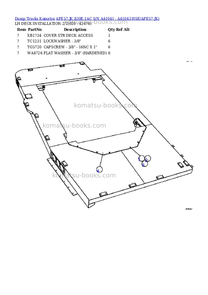 Komatsu afe57-jk 830e-1ac s/n a41041 - a41043 hse Parts catalog cover Page 10 Komatsu afe57-jk 830e-1ac s/n a41041 - a41043 hse Parts catalog cover Page 10