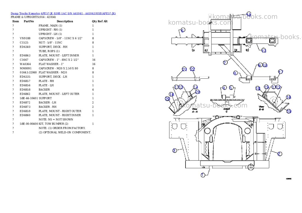 Komatsu afe57-jk 830e-1ac s/n a41041 - a41043 hse Parts catalog cover Page 7 Komatsu afe57-jk 830e-1ac s/n a41041 - a41043 hse Parts catalog cover Page 7