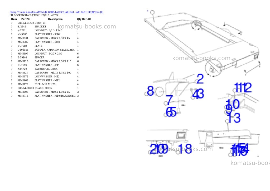 Komatsu afe57-jk 830e-1ac s/n a41041 - a41043 hse Parts catalog cover Page 9 Komatsu afe57-jk 830e-1ac s/n a41041 - a41043 hse Parts catalog cover Page 9