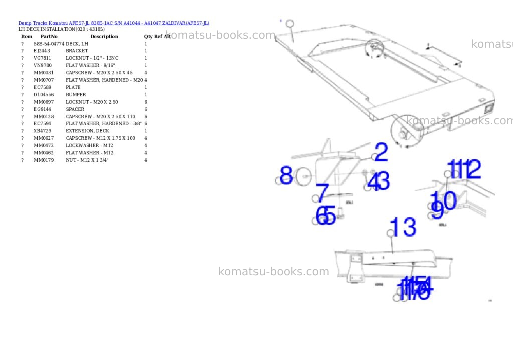 Komatsu afe57-jl 830e-1ac s/n a41044 - a41047 zaldivar Parts catalog cover Page 10 Komatsu afe57-jl 830e-1ac s/n a41044 - a41047 zaldivar Parts catalog cover Page 10