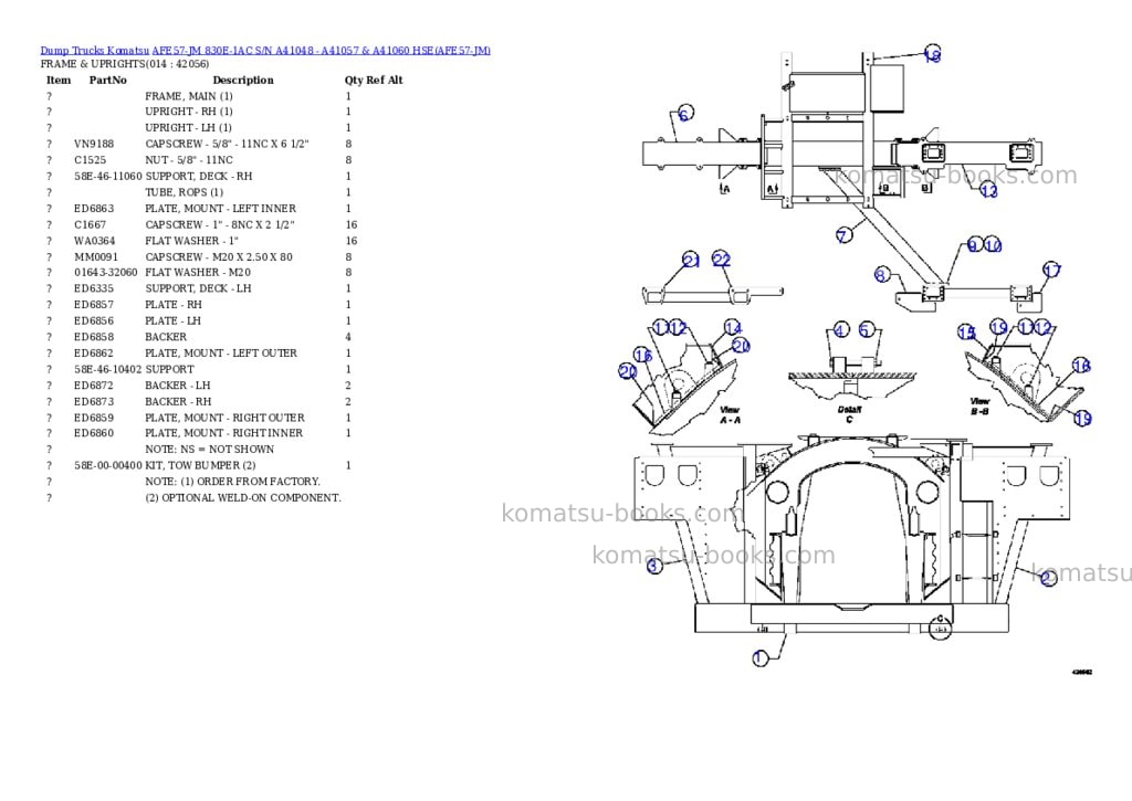Komatsu afe57-jm 830e-1ac s/n a41048 - a41057 & a41060 hse Parts catalog cover Page 7 Komatsu afe57-jm 830e-1ac s/n a41048 - a41057 & a41060 hse Parts catalog cover Page 7