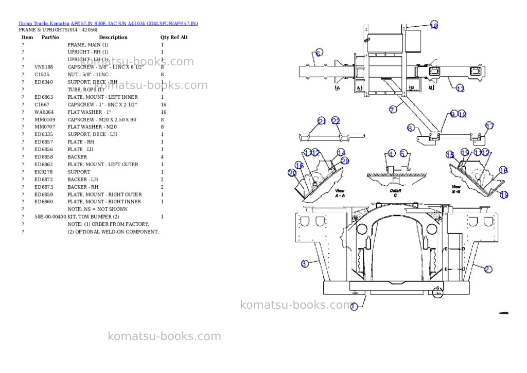 Komatsu afe57-jn 830e-1ac s/n a41034 coalspur Parts catalog cover Page 7