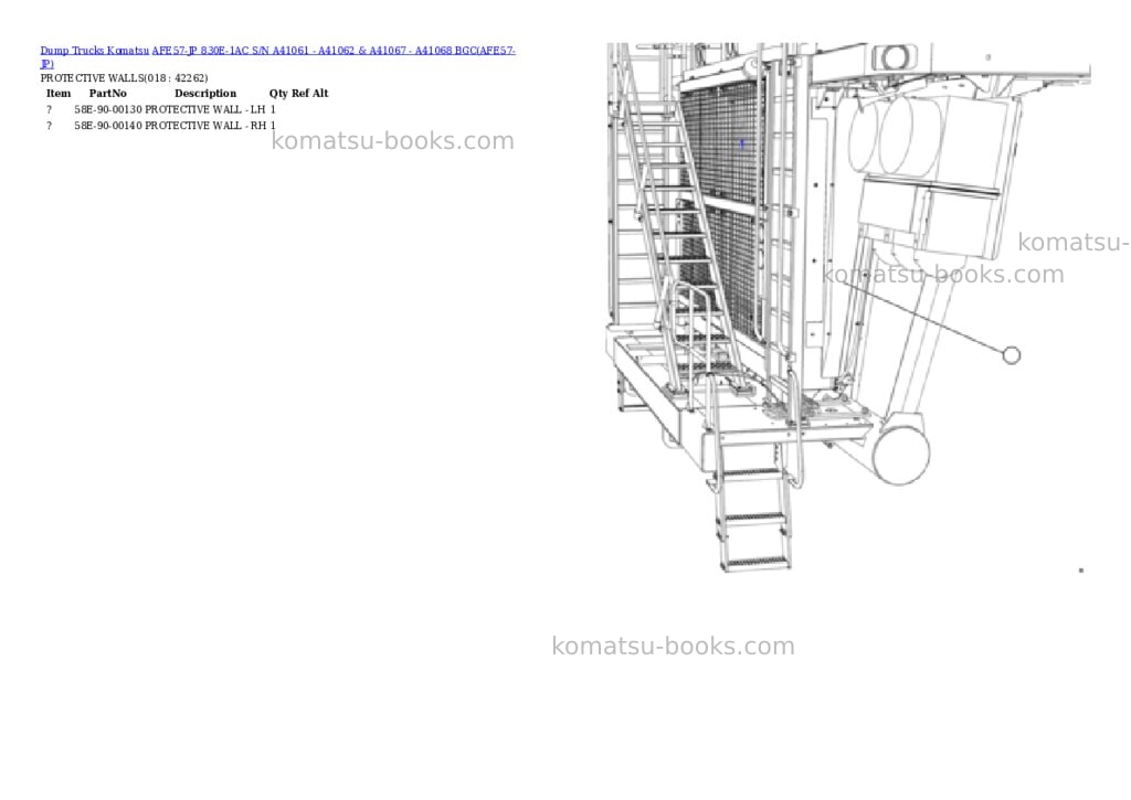Komatsu afe57-jp 830e-1ac s/n a41061 - a41062 & a41067 - a41068 bgc Parts catalog cover Page 9