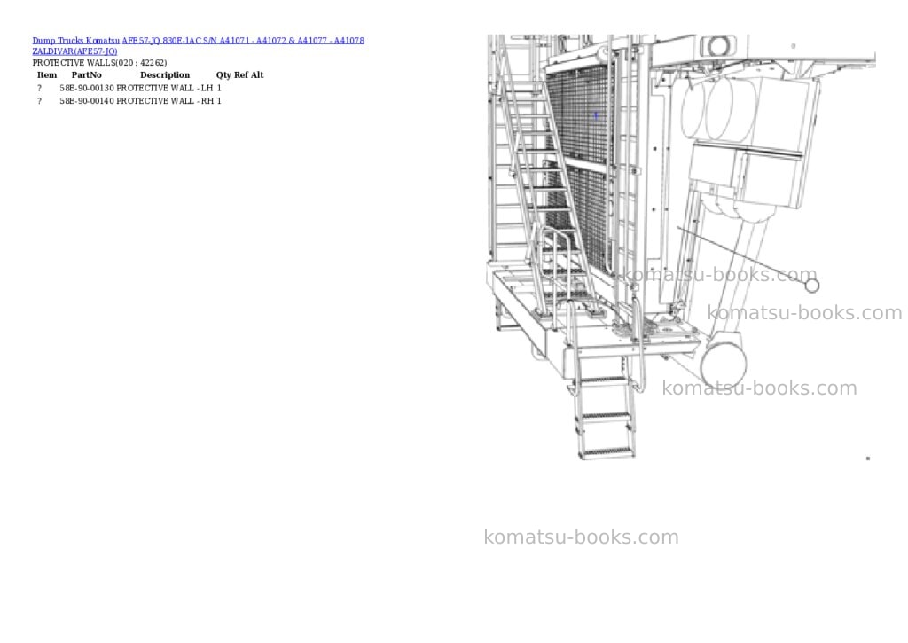 Komatsu afe57-jq 830e-1ac s/n a41071 - a41072 & a41077 - a41078 zaldivar Parts catalog cover Page 10 Komatsu afe57-jq 830e-1ac s/n a41071 - a41072 & a41077 - a41078 zaldivar Parts catalog cover Page 10