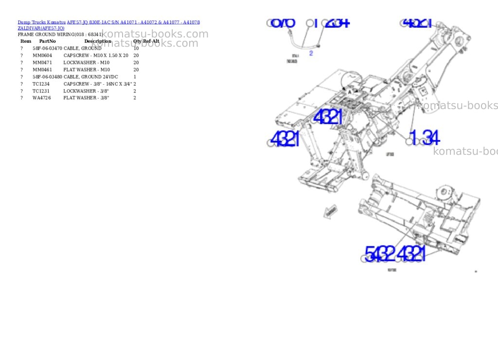 Komatsu afe57-jq 830e-1ac s/n a41071 - a41072 & a41077 - a41078 zaldivar Parts catalog cover Page 9 Komatsu afe57-jq 830e-1ac s/n a41071 - a41072 & a41077 - a41078 zaldivar Parts catalog cover Page 9