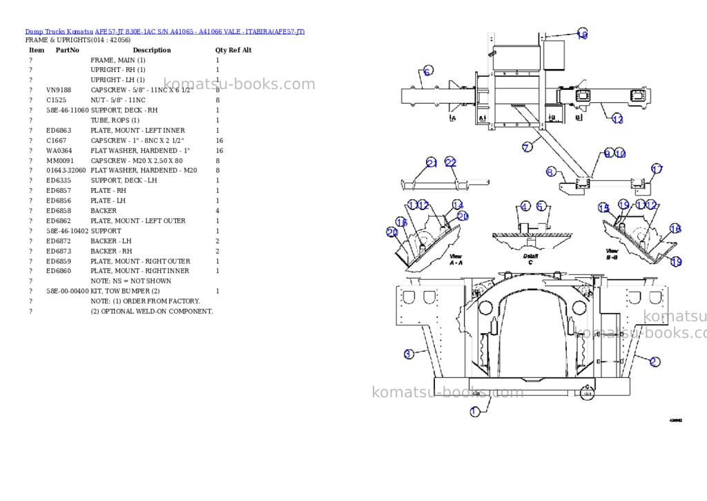 Komatsu AFE57-JT 830E-1AC S/N A41065 - A41066 VALE - ITABIRA Parts catalog cover Page 7 Komatsu AFE57-JT 830E-1AC S/N A41065 - A41066 VALE - ITABIRA Parts catalog cover Page 7