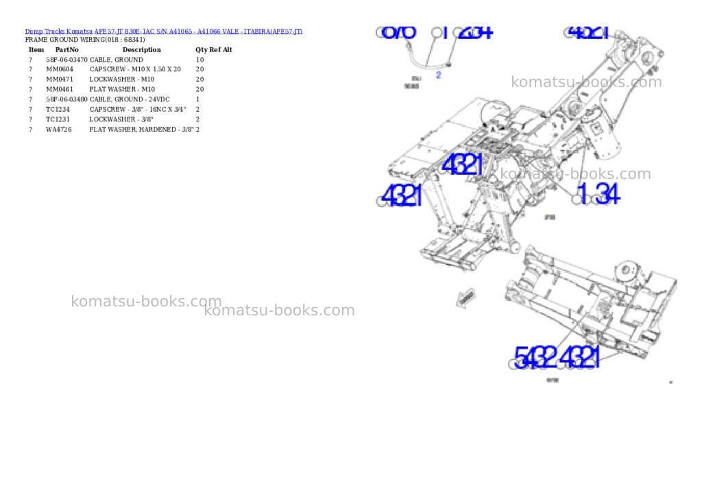 Komatsu AFE57-JT 830E-1AC S/N A41065 - A41066 VALE - ITABIRA Parts catalog cover Page 9 Komatsu AFE57-JT 830E-1AC S/N A41065 - A41066 VALE - ITABIRA Parts catalog cover Page 9