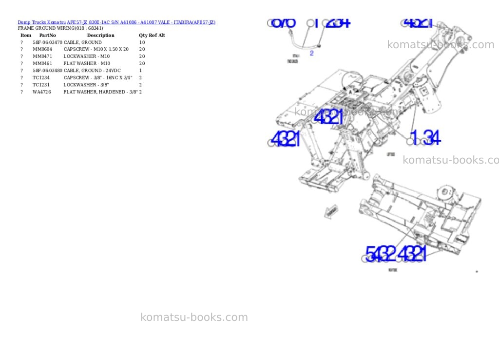 Komatsu AFE57-JZ 830E-1AC S/N A41086 - A41087 VALE - ITABIRA Parts catalog cover Page 9 Komatsu AFE57-JZ 830E-1AC S/N A41086 - A41087 VALE - ITABIRA Parts catalog cover Page 9