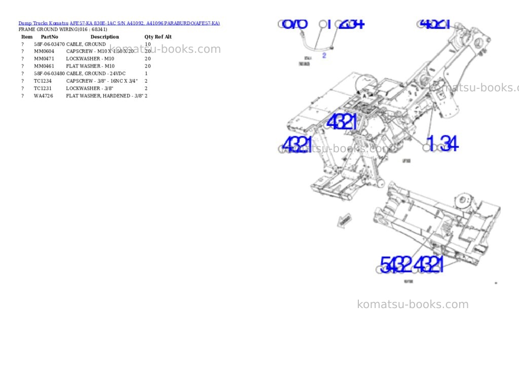 Komatsu AFE57-KA 830E-1AC S/N A41092, A41096 PARABURDO Parts catalog cover Page 8