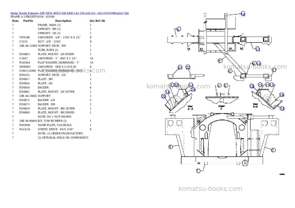 Komatsu AFE57-KB 830E-1AC S/N A41110 - A41120 NGMK Parts catalog cover Page 8