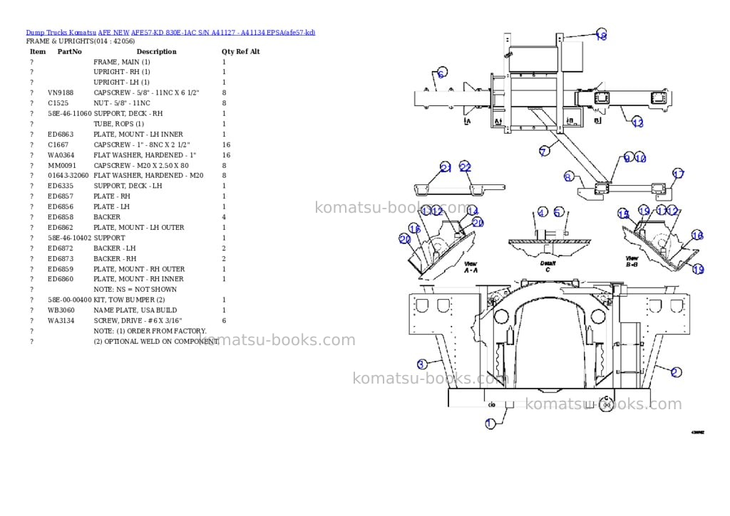 Komatsu AFE57-KD 830E-1AC S/N A41127 - A41134 EPSA Parts catalog cover Page 7