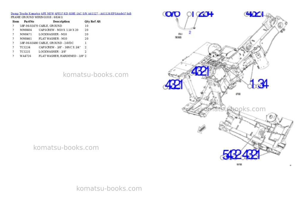 Komatsu AFE57-KD 830E-1AC S/N A41127 - A41134 EPSA Parts catalog cover Page 9