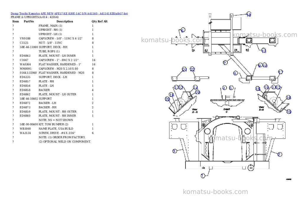 Komatsu AFE57-KE 830E-1AC S/N A41140 - A41141 KBI Parts catalog cover Page 7