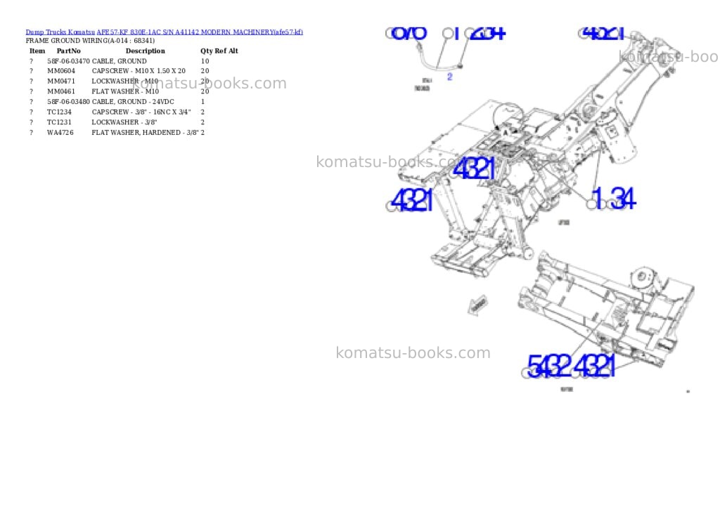 Komatsu AFE57-KF 830E-1AC S/N A41142 MODERN MACHINERY Parts catalog cover Page 8