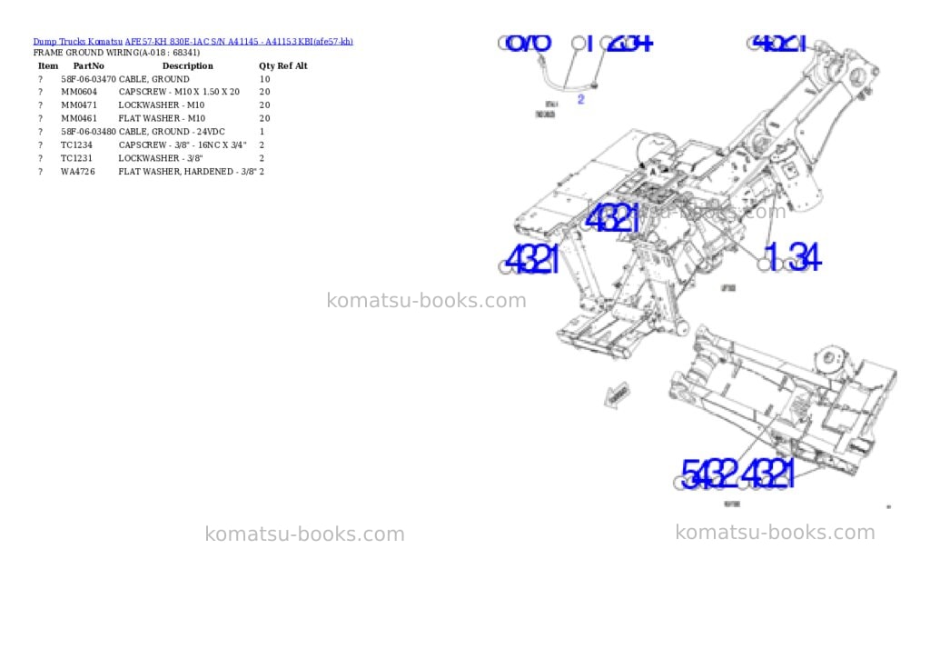 Komatsu AFE57-KH 830E-1AC S/N A41145 - A41153 KBI Parts catalog cover Page 9