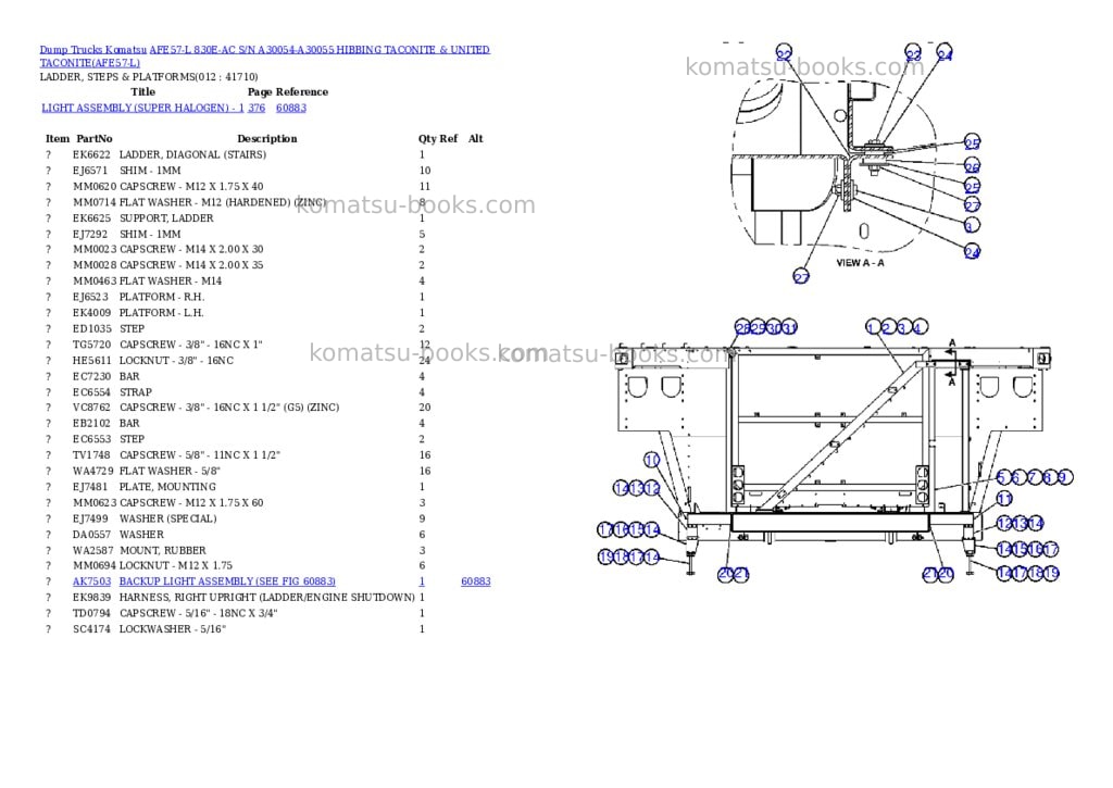 Komatsu afe57-l 830e-ac s/n a30054-a30055 hibbing taconite & united taconite Parts catalog cover Page 6