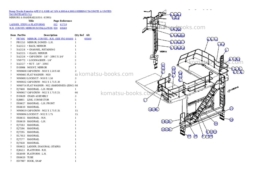 Komatsu afe57-l 830e-ac s/n a30054-a30055 hibbing taconite & united taconite Parts catalog cover Page 7