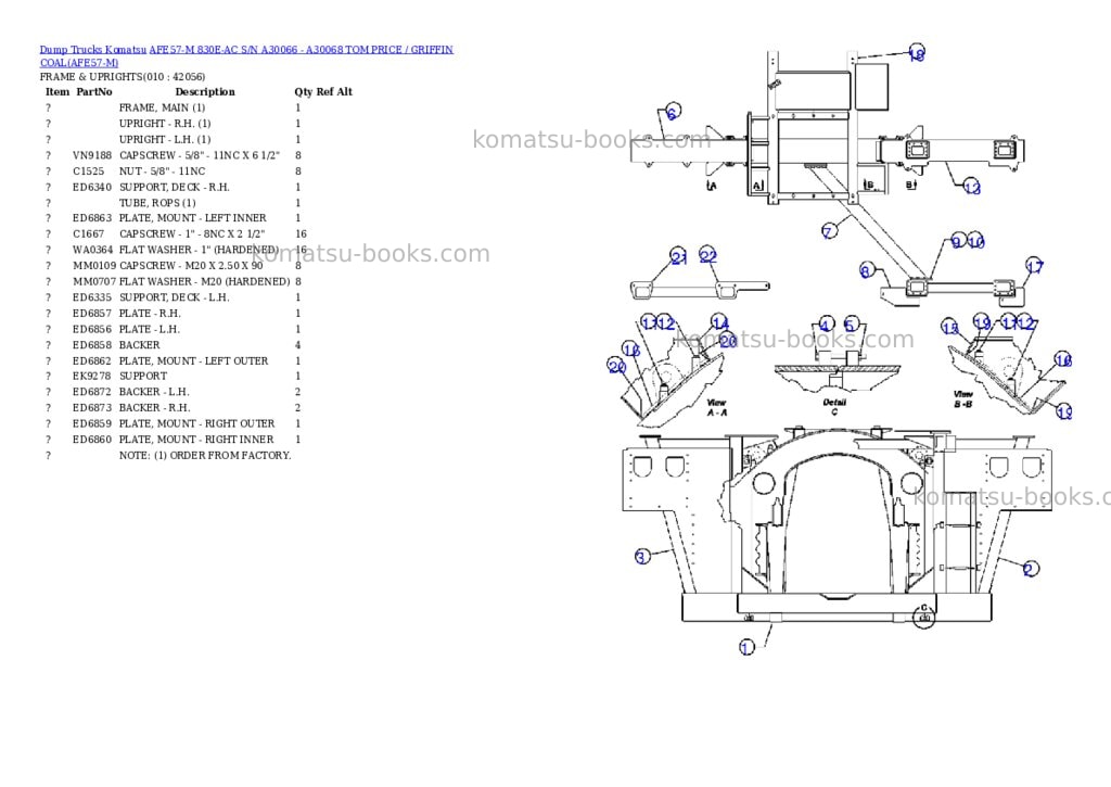 Komatsu afe57-m 830e-ac s/n a30066 - a30068 tom price / griffin coal Parts catalog cover Page 5 Komatsu afe57-m 830e-ac s/n a30066 - a30068 tom price / griffin coal Parts catalog cover Page 5