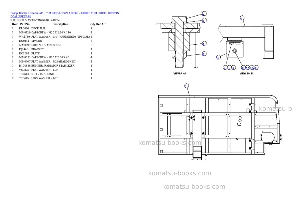 Komatsu afe57-m 830e-ac s/n a30066 - a30068 tom price / griffin coal Parts catalog cover Page 9 Komatsu afe57-m 830e-ac s/n a30066 - a30068 tom price / griffin coal Parts catalog cover Page 9