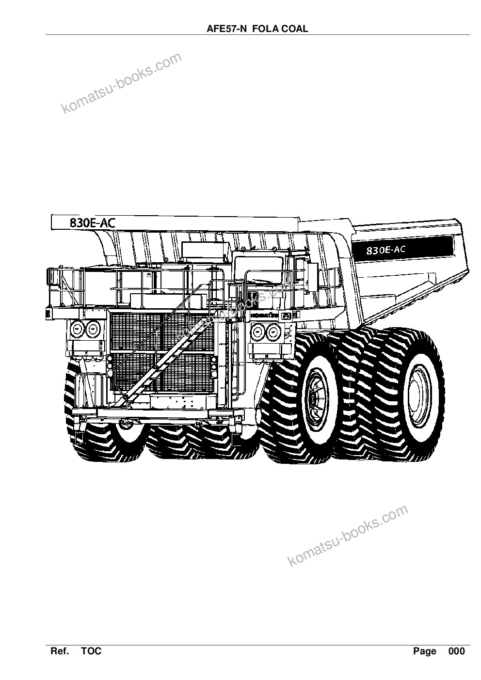 Komatsu afe57-n 830e-ac s/n a30069 fola coal Parts catalog cover Komatsu afe57-n 830e-ac s/n a30069 fola coal Parts catalog cover