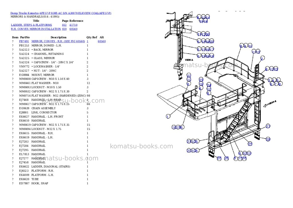 Komatsu afe57-p 830e-ac s/n a30070 elkview coal Parts catalog cover Page 7