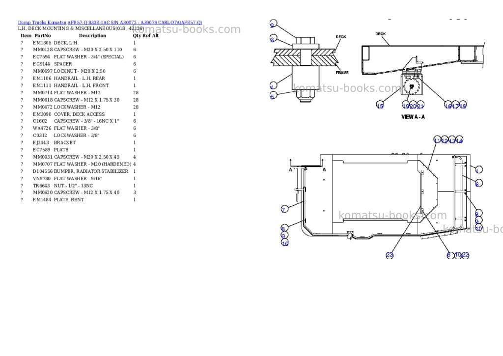 Komatsu afe57-q 830e-1ac s/n a30072 - a30078 carlota Parts catalog cover Page 8 Komatsu afe57-q 830e-1ac s/n a30072 - a30078 carlota Parts catalog cover Page 8
