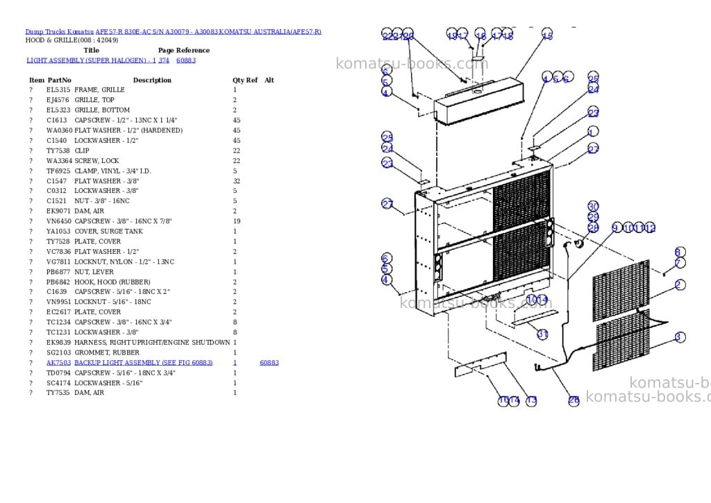 Komatsu afe57-r 830e-ac s/n a30079 - a30083 komatsu australia Parts catalog cover Page 4 Komatsu afe57-r 830e-ac s/n a30079 - a30083 komatsu australia Parts catalog cover Page 4