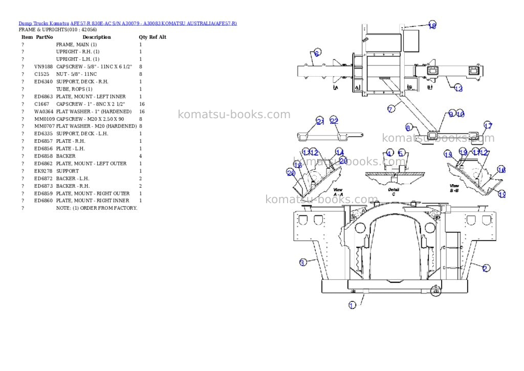 Komatsu afe57-r 830e-ac s/n a30079 - a30083 komatsu australia Parts catalog cover Page 5 Komatsu afe57-r 830e-ac s/n a30079 - a30083 komatsu australia Parts catalog cover Page 5