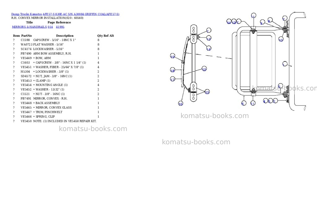 Komatsu afe57-s 830e-ac s/n a30084 griffin coal Parts catalog cover Page 10