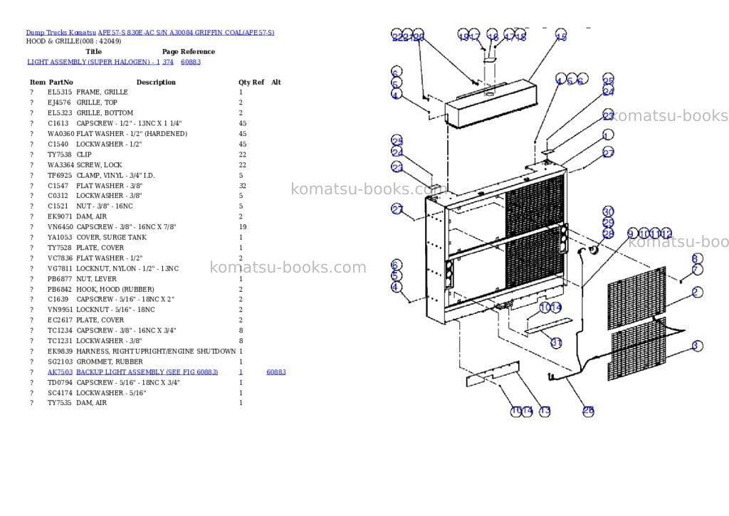 Komatsu afe57-s 830e-ac s/n a30084 griffin coal Parts catalog cover Page 4