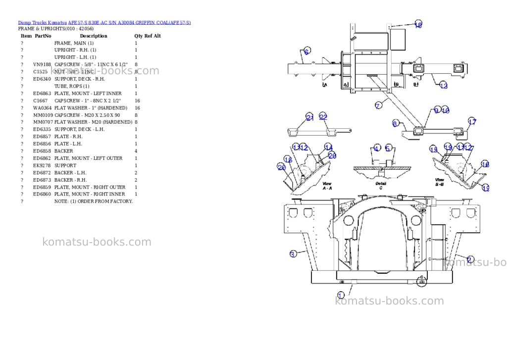 Komatsu afe57-s 830e-ac s/n a30084 griffin coal Parts catalog cover Page 5