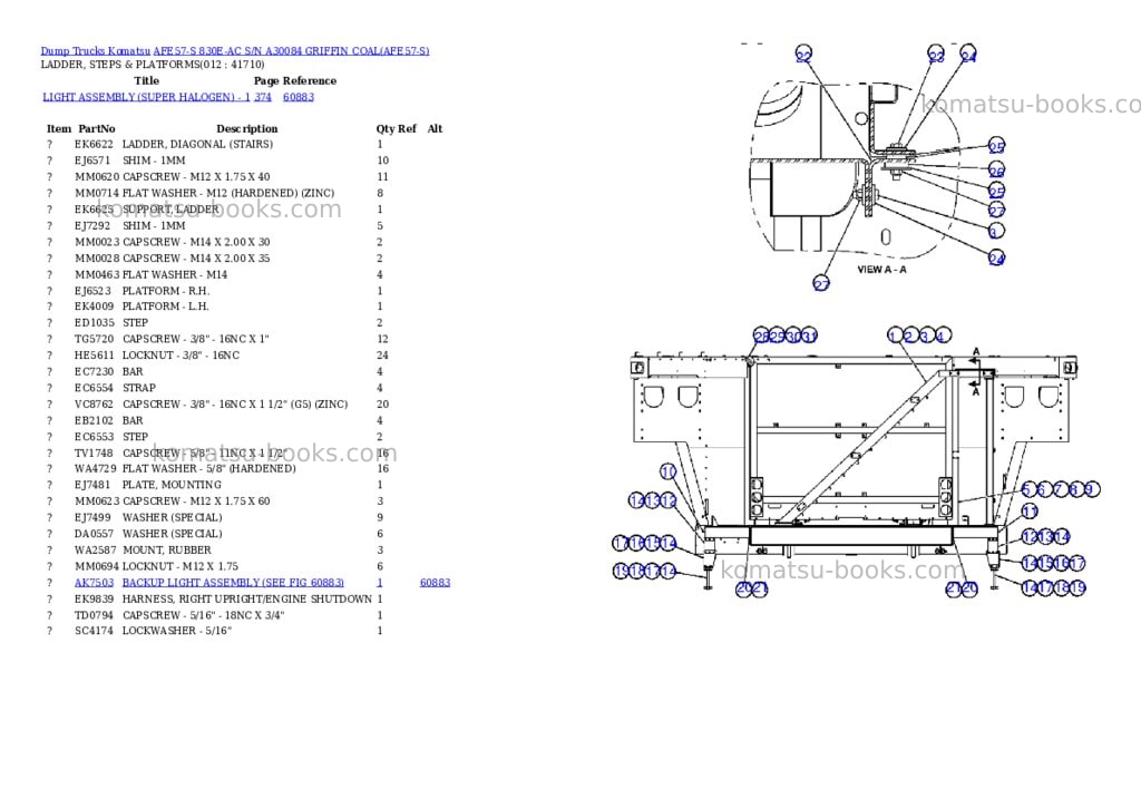 Komatsu afe57-s 830e-ac s/n a30084 griffin coal Parts catalog cover Page 6