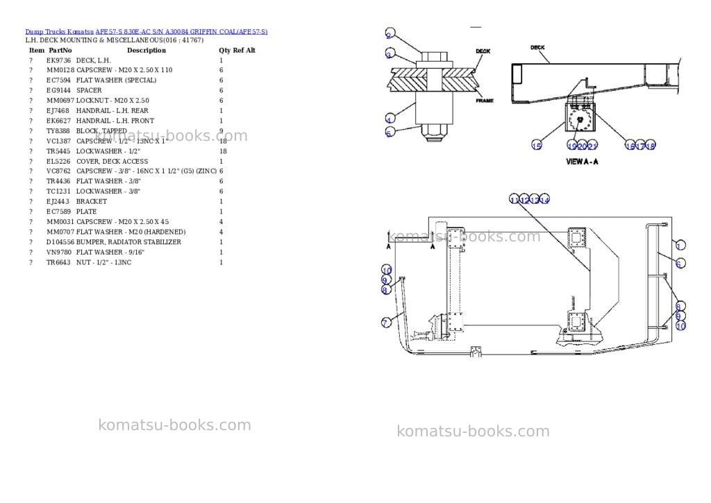 Komatsu afe57-s 830e-ac s/n a30084 griffin coal Parts catalog cover Page 8