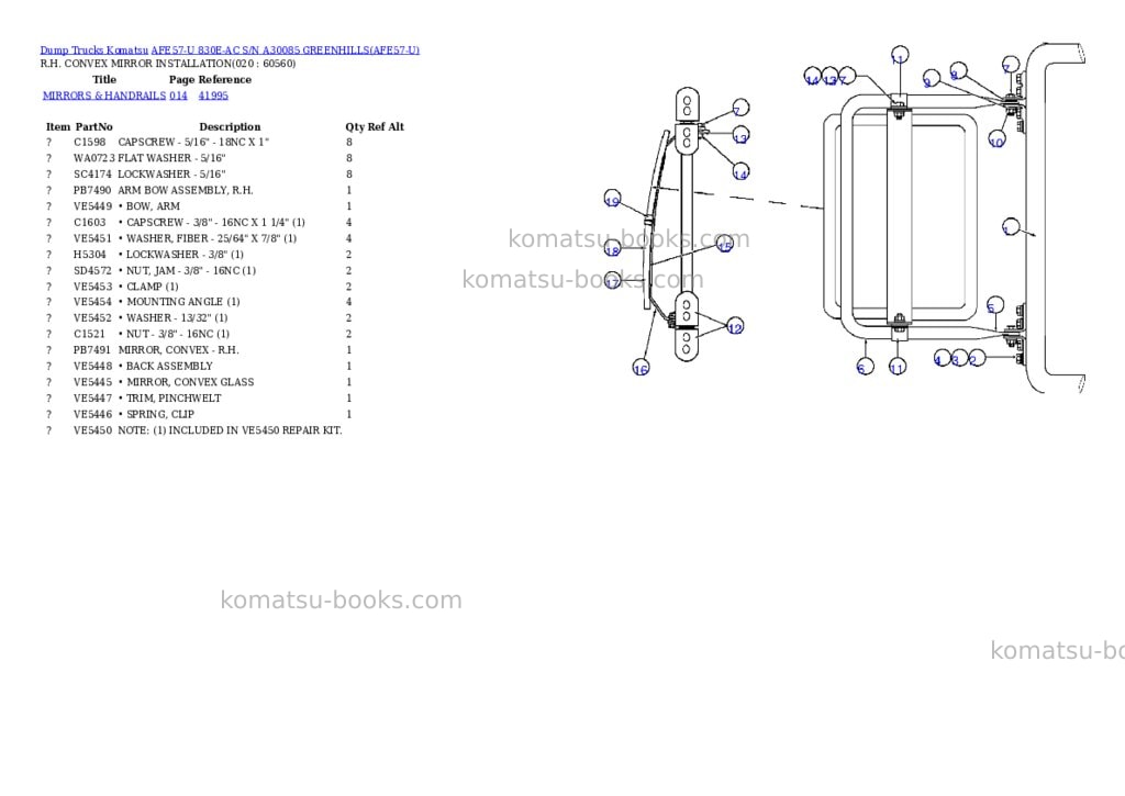 Komatsu afe57-u 830e-ac s/n a30085 greenhills Parts catalog cover Page 10