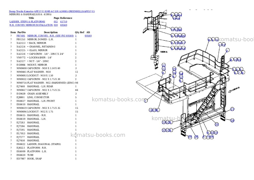 Komatsu afe57-u 830e-ac s/n a30085 greenhills Parts catalog cover Page 7