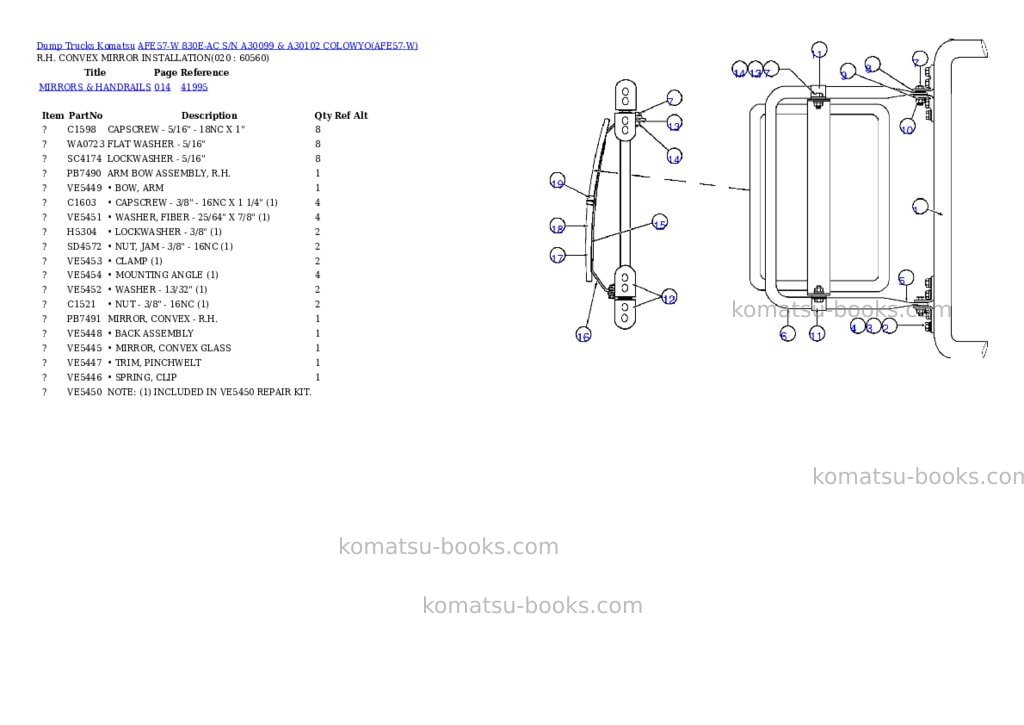 Komatsu afe57-w 830e-ac s/n a30099 & a30102 colowyo Parts catalog cover Page 10