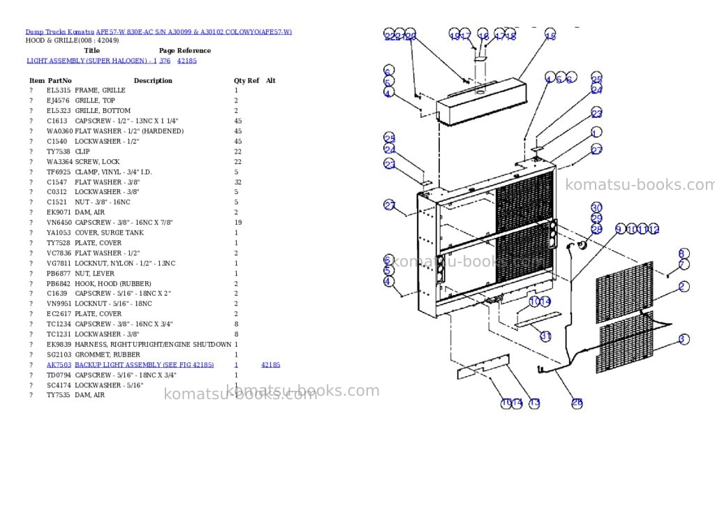 Komatsu afe57-w 830e-ac s/n a30099 & a30102 colowyo Parts catalog cover Page 4