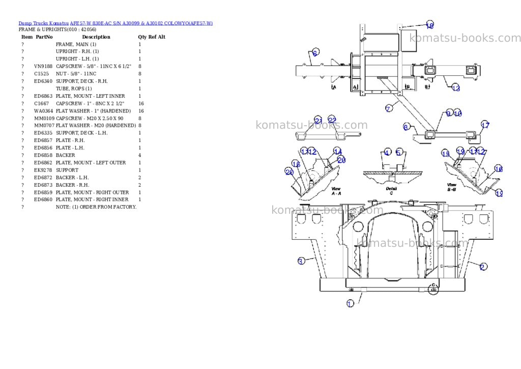 Komatsu afe57-w 830e-ac s/n a30099 & a30102 colowyo Parts catalog cover Page 5