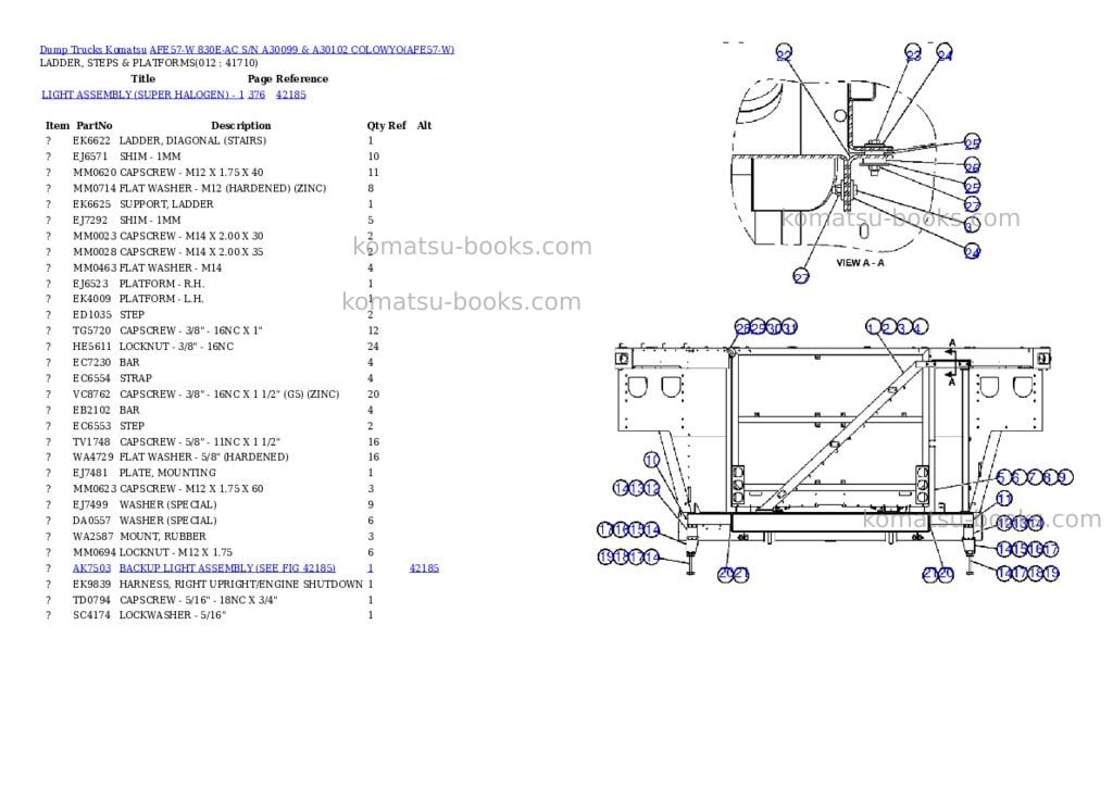Komatsu afe57-w 830e-ac s/n a30099 & a30102 colowyo Parts catalog cover Page 6