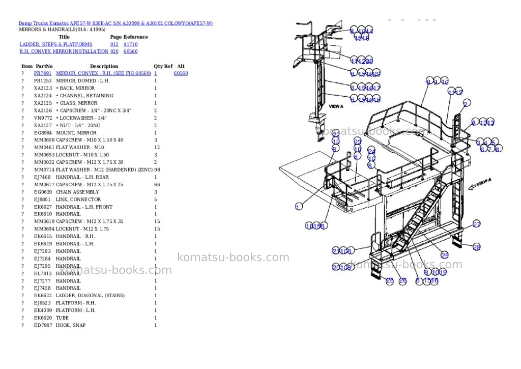 Komatsu afe57-w 830e-ac s/n a30099 & a30102 colowyo Parts catalog cover Page 7