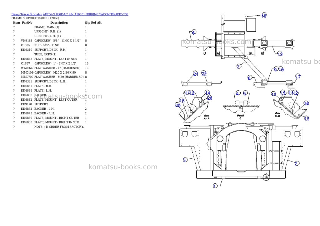 Komatsu afe57-x 830e-ac s/n a30101 hibbing taconite Parts catalog cover Page 5