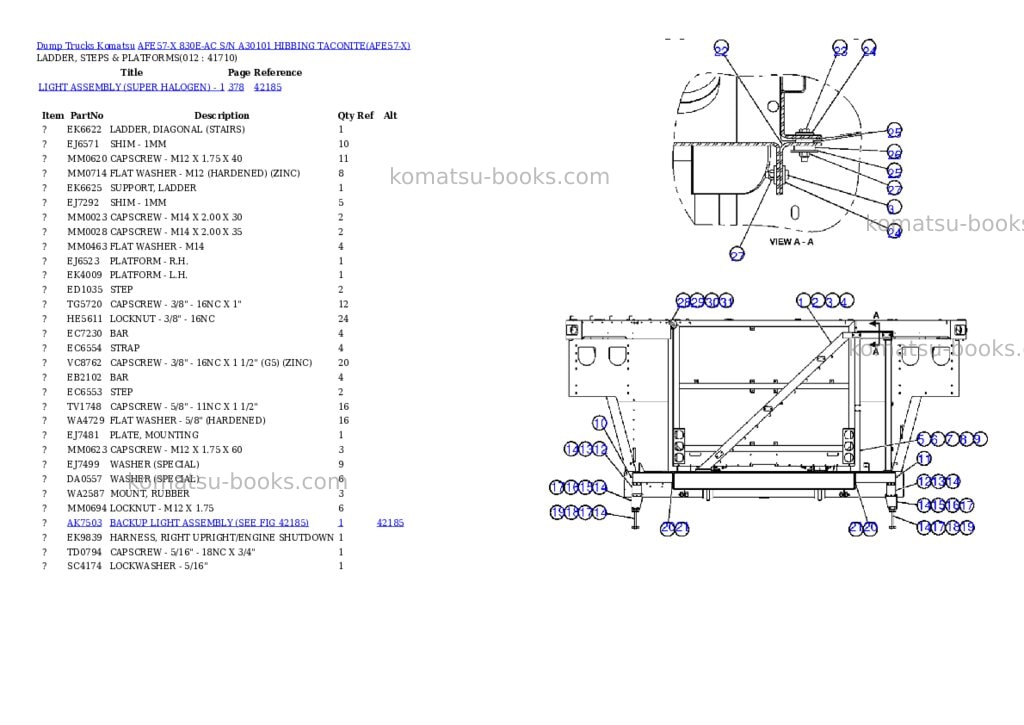 Komatsu afe57-x 830e-ac s/n a30101 hibbing taconite Parts catalog cover Page 6