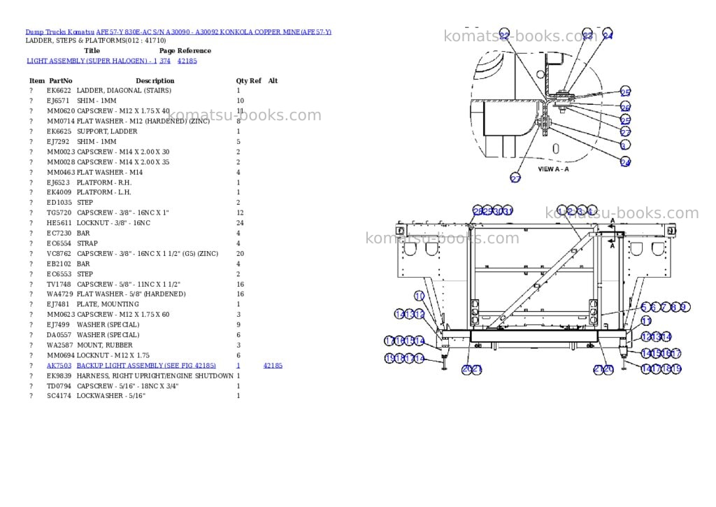 Komatsu afe57-y 830e-ac s/n a30090 - a30092 konkola copper mine Parts catalog cover Page 6 Komatsu afe57-y 830e-ac s/n a30090 - a30092 konkola copper mine Parts catalog cover Page 6