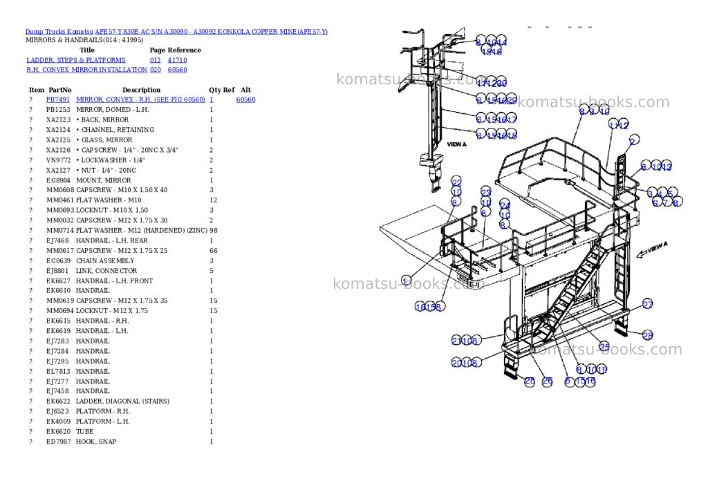 Komatsu afe57-y 830e-ac s/n a30090 - a30092 konkola copper mine Parts catalog cover Page 7 Komatsu afe57-y 830e-ac s/n a30090 - a30092 konkola copper mine Parts catalog cover Page 7