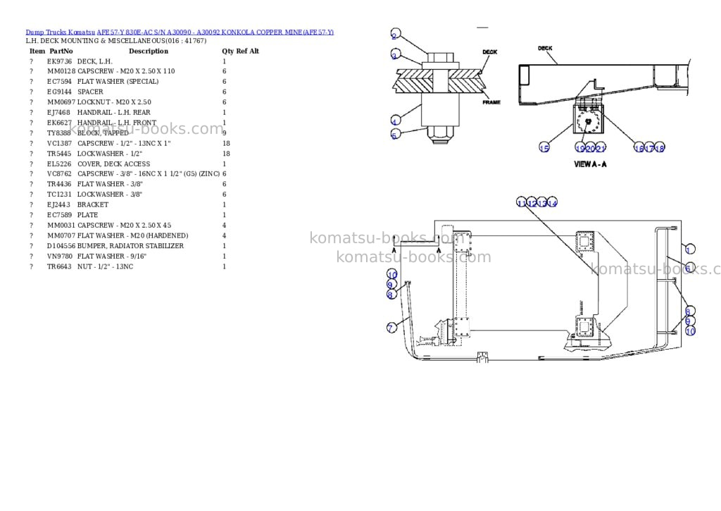 Komatsu afe57-y 830e-ac s/n a30090 - a30092 konkola copper mine Parts catalog cover Page 8 Komatsu afe57-y 830e-ac s/n a30090 - a30092 konkola copper mine Parts catalog cover Page 8