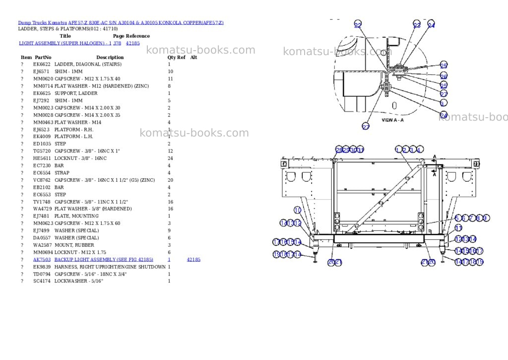 Komatsu afe57-z 830e-ac s/n a30104 & a30105 konkola copper Parts catalog cover Page 6 Komatsu afe57-z 830e-ac s/n a30104 & a30105 konkola copper Parts catalog cover Page 6