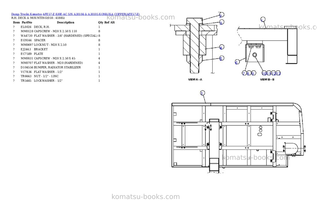 Komatsu afe57-z 830e-ac s/n a30104 & a30105 konkola copper Parts catalog cover Page 9 Komatsu afe57-z 830e-ac s/n a30104 & a30105 konkola copper Parts catalog cover Page 9