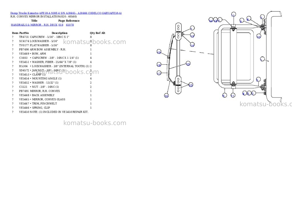 Komatsu afe59-a 930e-4 s/n a30465 - a30466 codelco gaby Parts catalog cover Page 10 Komatsu afe59-a 930e-4 s/n a30465 - a30466 codelco gaby Parts catalog cover Page 10